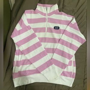 Abercrombie & Fitch Striped Preppy Quarter Zip Sweater